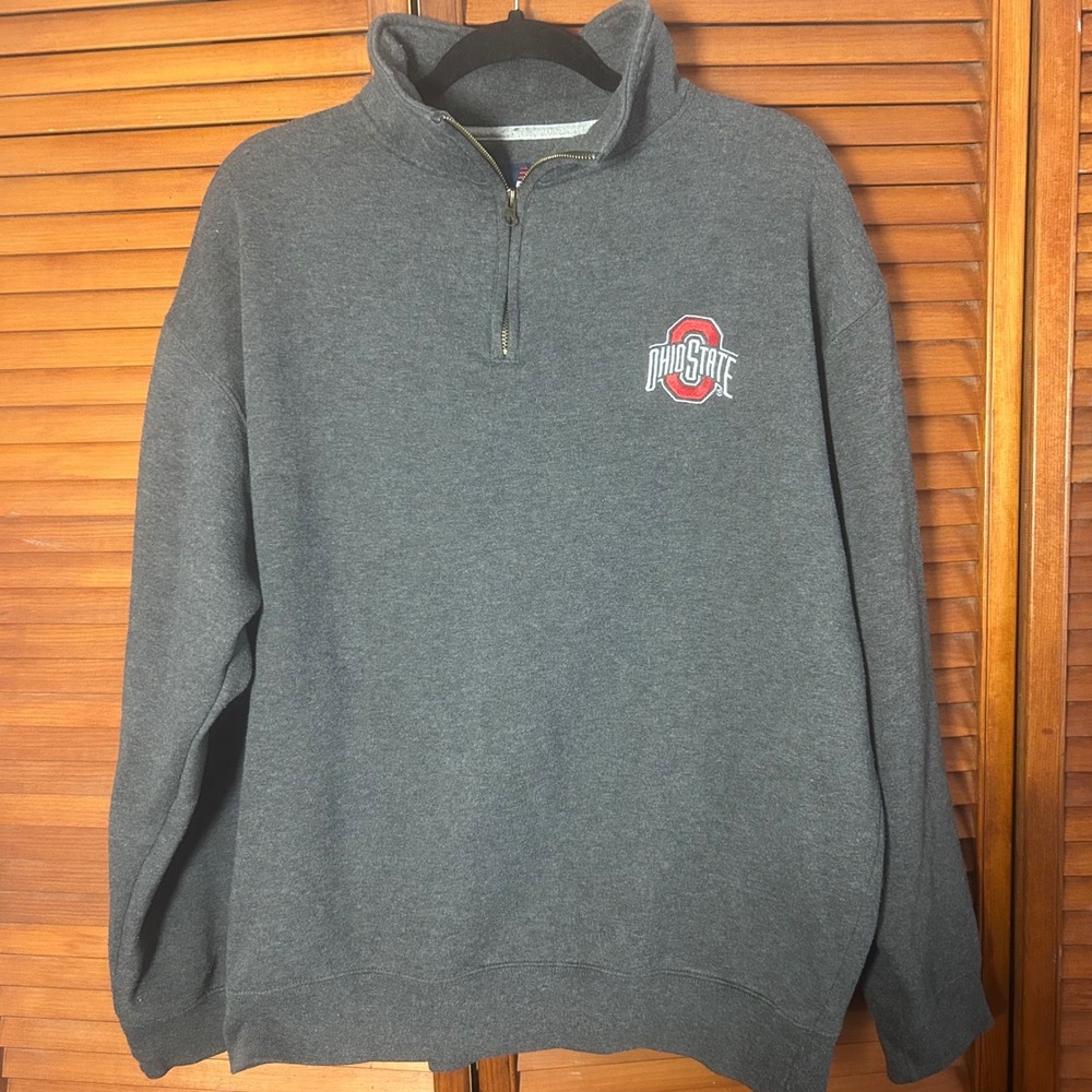 Ohio State Buckeyes‎ Mens XL Charcoal Gray Quarter Zip Sweatshirt OSU